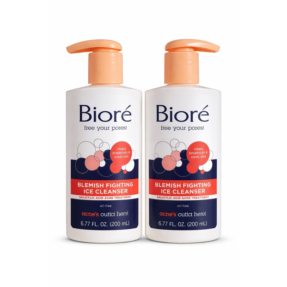 Biore‎ Blemish Fighting Ice Cleanser 2 Pack 6.77oz Acne Face Wash Salicylic Acid
